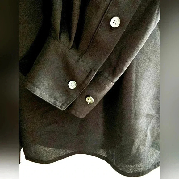 Babaton Aritzia Notion Button  Down long Sleeve Oversized Black Shirt top… - Picture 4 of 10